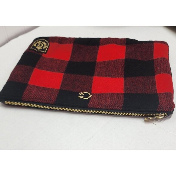 C. Wonder Buffalo Plaid Wool-Blend Clutch Bag With Gold Zipper & Embroidered Cre - Picture 5 of 12